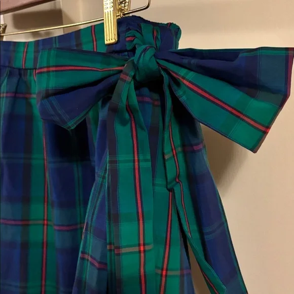J. Crew Asymmetrical Plaid Skirt in Navy and Emerald - Picture 3 of 6